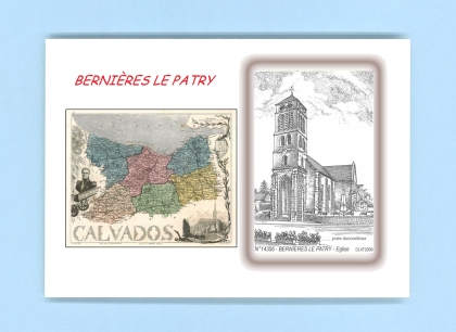 Cartes Postales impression Noir avec dpartement sur la ville de BERNIERES LE PATRY Titre : eglise
