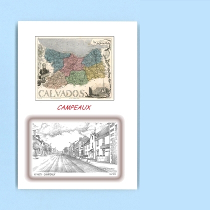 Cartes Postales impression Noir avec dpartement sur la ville de CAMPEAUX Titre : mairie