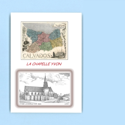 Cartes Postales impression Noir avec dpartement sur la ville de LA CHAPELLE YVON Titre : eglise