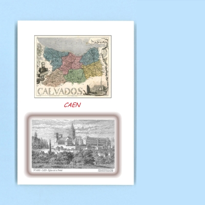 Cartes Postales impression Noir avec dpartement sur la ville de CAEN Titre : eglise de la trinite