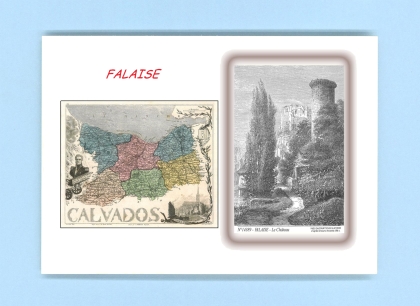Cartes Postales impression Noir avec dpartement sur la ville de FALAISE Titre : le chateau