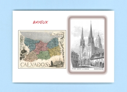 Cartes Postales impression Noir avec dpartement sur la ville de BAYEUX Titre : la cathedrale