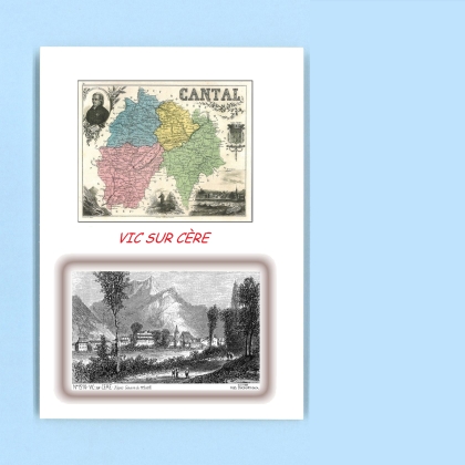 Cartes Postales impression Noir avec dpartement sur la ville de VIC SUR CERE Titre : vue