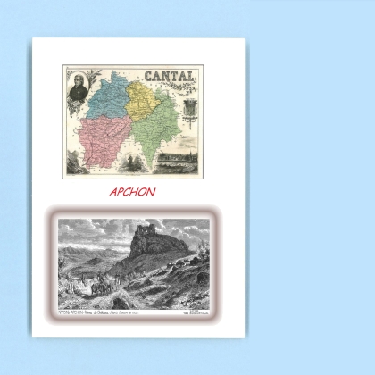 Cartes Postales impression Noir avec dpartement sur la ville de APCHON Titre : ruines du chateau