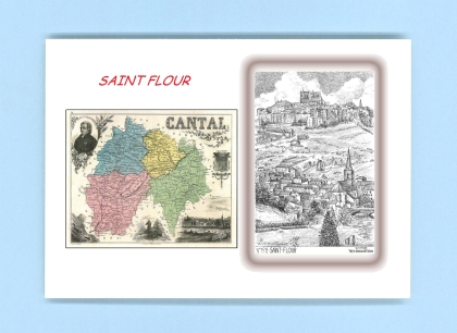 Cartes Postales impression Noir avec dpartement sur la ville de ST FLOUR Titre : vue