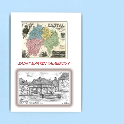 Cartes Postales impression Noir avec dpartement sur la ville de ST MARTIN VALMEROUX Titre : halle