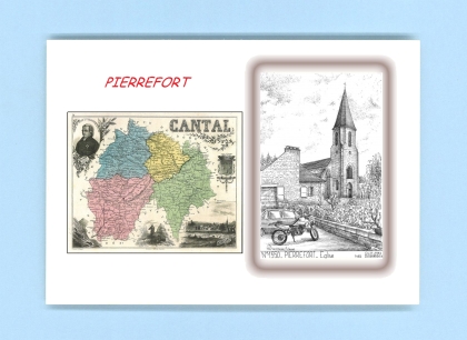 Cartes Postales impression Noir avec dpartement sur la ville de PIERREFORT Titre : eglise