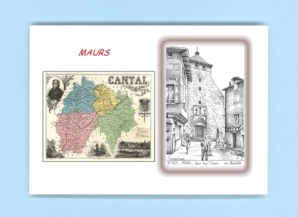 Cartes Postales impression Noir avec dpartement sur la ville de MAURS Titre : eglise st cesaire