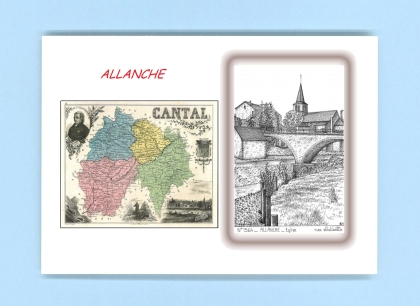 Cartes Postales impression Noir avec dpartement sur la ville de ALLANCHE Titre : eglise
