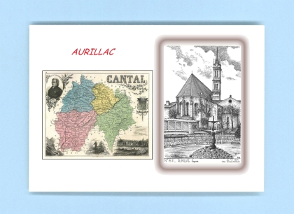 Cartes Postales impression Noir avec dpartement sur la ville de AURILLAC Titre : square
