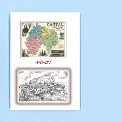 Cartes Postales impression Noir avec dpartement sur la ville de APCHON Titre : vue