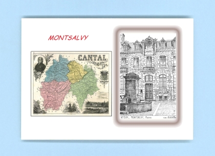 Cartes Postales impression Noir avec dpartement sur la ville de MONTSALVY Titre : mairie