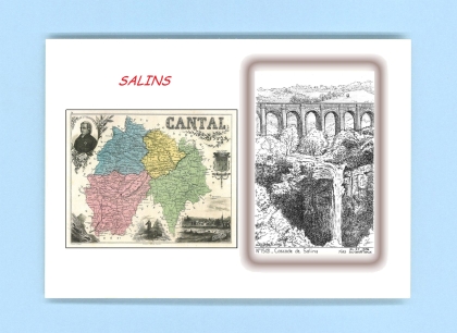 Cartes Postales impression Noir avec dpartement sur la ville de SALINS Titre : cascade