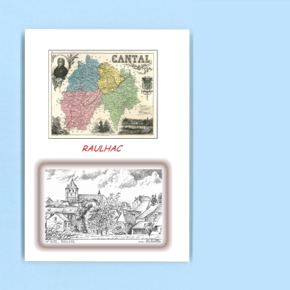 Cartes Postales impression Noir avec dpartement sur la ville de RAULHAC Titre : vue