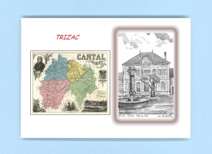 Cartes Postales impression Noir avec dpartement sur la ville de TRIZAC Titre : hotel de ville