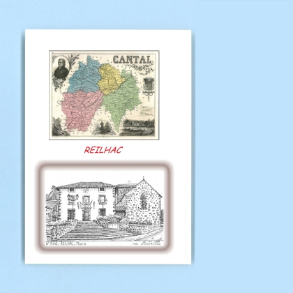 Cartes Postales impression Noir avec dpartement sur la ville de REILHAC Titre : mairie