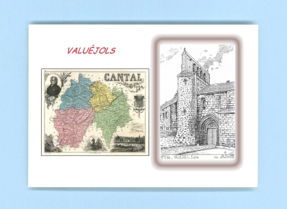 Cartes Postales impression Noir avec dpartement sur la ville de VALUEJOLS Titre : eglise