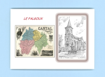 Cartes Postales impression Noir avec dpartement sur la ville de LE FALGOUX Titre : eglise