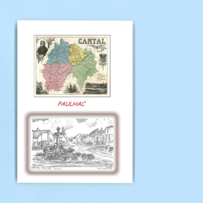 Cartes Postales impression Noir avec dpartement sur la ville de PAULHAC Titre : fontaine