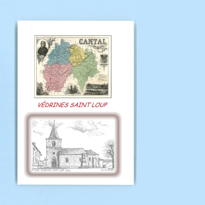 Cartes Postales impression Noir avec dpartement sur la ville de VEDRINES ST LOUP Titre : eglise