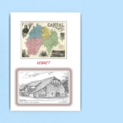 Cartes Postales impression Noir avec dpartement sur la ville de VEBRET Titre : salle polyvalente
