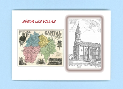 Cartes Postales impression Noir avec dpartement sur la ville de SEGUR LES VILLAS Titre : eglise