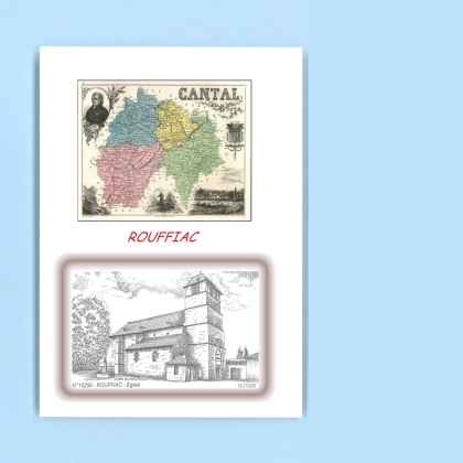Cartes Postales impression Noir avec dpartement sur la ville de ROUFFIAC Titre : eglise
