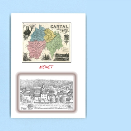 Cartes Postales impression Noir avec dpartement sur la ville de MENET Titre : vue