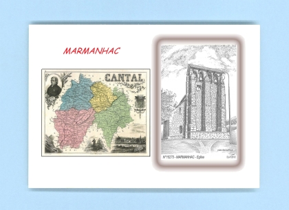 Cartes Postales impression Noir avec dpartement sur la ville de MARMANHAC Titre : eglise