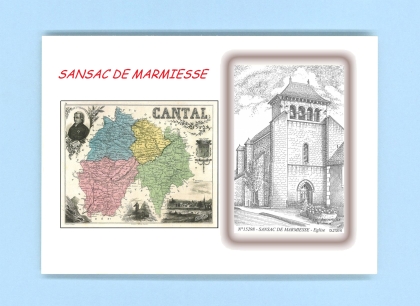 Cartes Postales impression Noir avec dpartement sur la ville de SANSAC DE MARMIESSE Titre : eglise