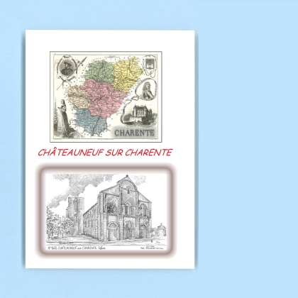 Cartes Postales impression Noir avec dpartement sur la ville de CHATEAUNEUF SUR CHARENTE Titre : eglise
