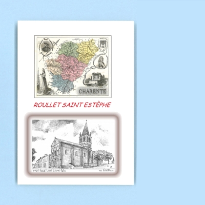 Cartes Postales impression Noir avec dpartement sur la ville de ROULLET ST ESTEPHE Titre : eglise