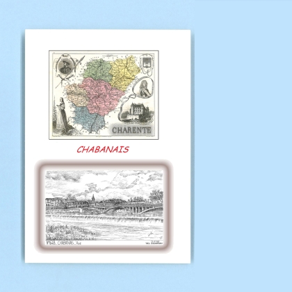 Cartes Postales impression Noir avec dpartement sur la ville de CHABANAIS Titre : vue