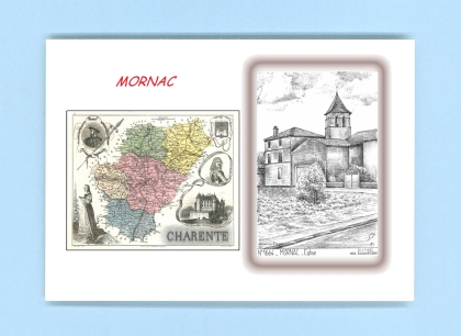 Cartes Postales impression Noir avec dpartement sur la ville de MORNAC Titre : eglise