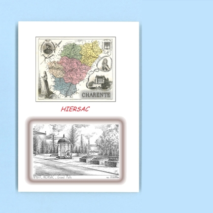 Cartes Postales impression Noir avec dpartement sur la ville de HIERSAC Titre : grand puits