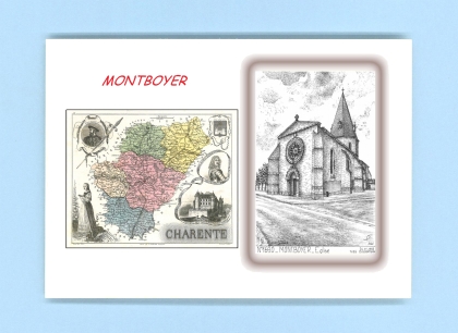Cartes Postales impression Noir avec dpartement sur la ville de MONTBOYER Titre : eglise