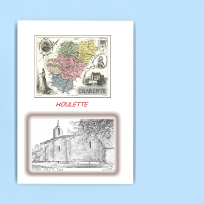 Cartes Postales impression Noir avec dpartement sur la ville de HOULETTE Titre : eglise