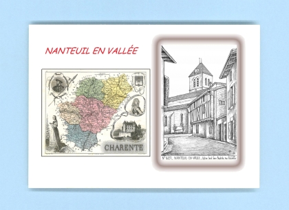 Cartes Postales impression Noir avec dpartement sur la ville de NANTEUIL EN VALLEE Titre : eglise st jean baptiste