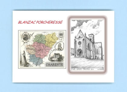 Cartes Postales impression Noir avec dpartement sur la ville de BLANZAC PORCHERESSE Titre : eglise
