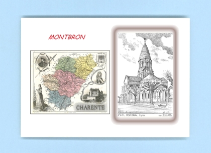 Cartes Postales impression Noir avec dpartement sur la ville de MONTBRON Titre : eglise