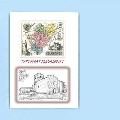 Cartes Postales impression Noir avec dpartement sur la ville de TAPONNAT FLEURIGNAC Titre : eglise