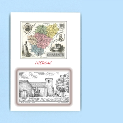 Cartes Postales impression Noir avec dpartement sur la ville de HIERSAC Titre : eglise