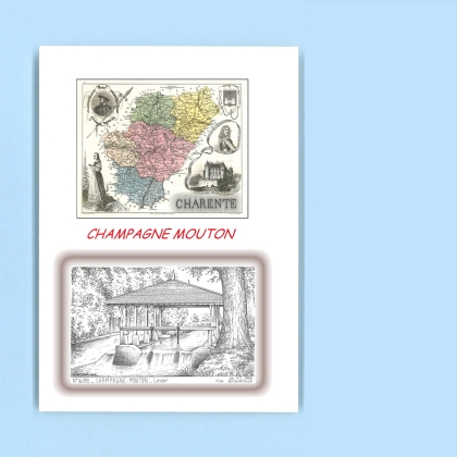 Cartes Postales impression Noir avec dpartement sur la ville de CHAMPAGNE MOUTON Titre : lavoir