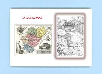 Cartes Postales impression Noir avec dpartement sur la ville de LA COURONNE Titre : lavoir