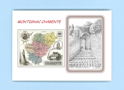 Cartes Postales impression Noir avec dpartement sur la ville de MONTIGNAC CHARENTE Titre : vue