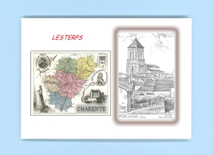 Cartes Postales impression Noir avec dpartement sur la ville de LESTERPS Titre : eglise