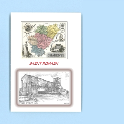 Cartes Postales impression Noir avec dpartement sur la ville de ST ROMAIN Titre : eglise