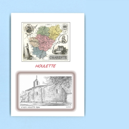 Cartes Postales impression Noir avec dpartement sur la ville de HOULETTE Titre : eglise