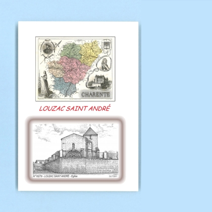 Cartes Postales impression Noir avec dpartement sur la ville de LOUZAC SAINT ANDRE Titre : eglise
