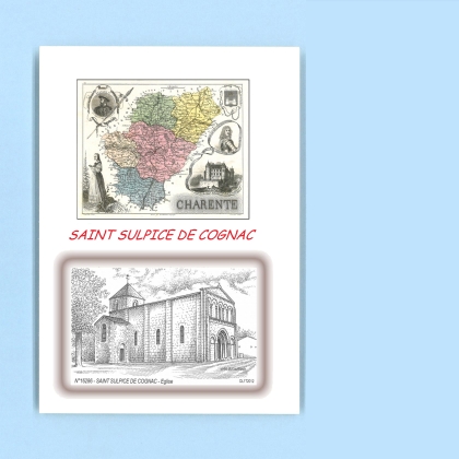 Cartes Postales impression Noir avec dpartement sur la ville de ST SULPICE DE COGNAC Titre : eglise